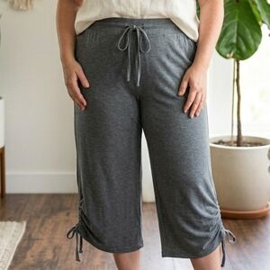 ACX Active Grey Ruched Wide Leg Crop Capri Pants XL